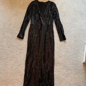Lulu's Black Sequin Long Sleeve Dress